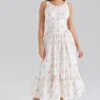 Midi-Kleid aus Stretch-Baumwolle mit Schnürung und Sienna-Rose-Print Midi-Kleid aus Stretch-Baumwolle mit Schnürung und Sienna-Rose-Print