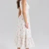 Midi-Kleid aus Stretch-Baumwolle mit Schnürung und Sienna-Rose-Print Midi-Kleid aus Stretch-Baumwolle mit Schnürung und Sienna-Rose-Print