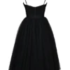 Midi-Kleid „Countess“ mit gerafftem Oberteil aus schwarzem Tüll Midi-Kleid „Countess“ mit gerafftem Oberteil aus schwarzem Tüll