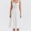 Midi-Kleid „Perle“ mit weißer Spitzenborte Midi-Kleid „Perle“ mit weißer Spitzenborte