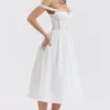 Midi-Kleid „Perle“ mit weißer Spitzenborte Midi-Kleid „Perle“ mit weißer Spitzenborte