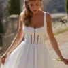Midi-Kleid „Perle“ mit weißer Spitzenborte Midi-Kleid „Perle“ mit weißer Spitzenborte