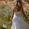 Midi-Kleid „Perle“ mit weißer Spitzenborte Midi-Kleid „Perle“ mit weißer Spitzenborte