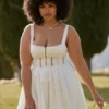 Midi-Kleid „Perle“ mit weißer Spitzenborte Midi-Kleid „Perle“ mit weißer Spitzenborte