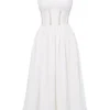 Midi-Kleid „Perle“ mit weißer Spitzenborte Midi-Kleid „Perle“ mit weißer Spitzenborte