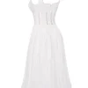 Midi-Kleid „Perle“ mit weißer Spitzenborte Midi-Kleid „Perle“ mit weißer Spitzenborte
