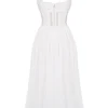 Midi-Kleid „Perle“ mit weißer Spitzenborte Midi-Kleid „Perle“ mit weißer Spitzenborte