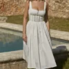 Midi-Kleid „Perle“ mit weißer Spitzenborte Midi-Kleid „Perle“ mit weißer Spitzenborte