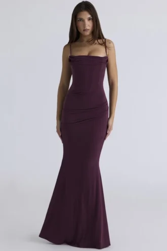 Milena Dark Cherry Korsetts-Maxikleid