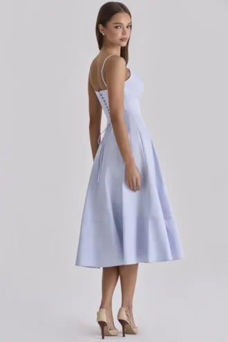 Millie Bluebell Midi-Sommerkleid aus Baumwolle mit Schnürung