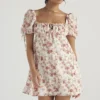 Mini-Kleid mit Prinzessinnen-Rosenprint Mini-Kleid mit Prinzessinnen-Rosenprint