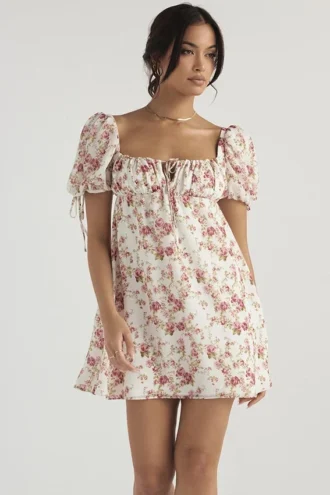 Mini-Kleid mit Prinzessinnen-Rosenprint