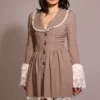 Mini-Kleid mit Puppytooth-Karomuster in Sable Brown Mini-Kleid mit Puppytooth-Karomuster in Sable Brown