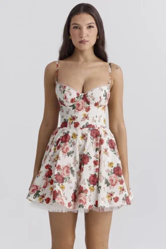 Minimoiselle Mini-Kleid aus Tüll mit italienischem Rosenprint