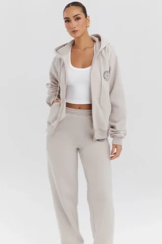 Mirage Cloud Hoodie aus Baumwollfleece mit durchgehendem Reißverschluss