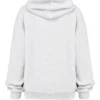 Mirage Hellgrau melierter Baumwoll-Fleece-Hoodie mit durchgehendem Reißverschluss