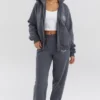 Mirage Slate Hoodie aus Baumwollfleece mit durchgehendem Reißverschluss