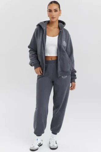Mirage Slate Hoodie aus Baumwollfleece mit durchgehendem Reißverschluss