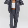 Mirage Slate Hoodie aus Baumwollfleece mit durchgehendem Reißverschluss