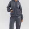 Mirage Slate Hoodie aus Baumwollfleece mit durchgehendem Reißverschluss