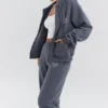 Mirage Slate Hoodie aus Baumwollfleece mit durchgehendem Reißverschluss