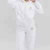 Mirage Weißer Hoodie mit Reißverschluss und Baumwollfleece-Innenseite