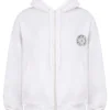 Mirage Weißer Hoodie mit Reißverschluss und Baumwollfleece-Innenseite
