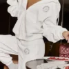 Mirage Weißer Hoodie mit Reißverschluss und Baumwollfleece-Innenseite