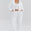 Mirage Weißer Hoodie mit Reißverschluss und Baumwollfleece-Innenseite