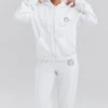 Mirage Weißer Hoodie mit Reißverschluss und Baumwollfleece-Innenseite