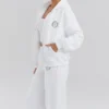 Mirage Weißer Hoodie mit Reißverschluss und Baumwollfleece-Innenseite