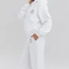 Mirage Weißer Hoodie mit Reißverschluss und Baumwollfleece-Innenseite