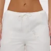 Mirea Weiße Baumwollhose mit Broderie Anglaise und weitem Bein Mirea Weiße Baumwollhose mit Broderie Anglaise und weitem Bein