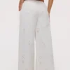 Mirea Weiße Baumwollhose mit Broderie Anglaise und weitem Bein Mirea Weiße Baumwollhose mit Broderie Anglaise und weitem Bein