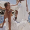 Mirea Weiße Baumwollhose mit Broderie Anglaise und weitem Bein Mirea Weiße Baumwollhose mit Broderie Anglaise und weitem Bein