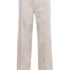 Mistress Rocks Cremefarbene Jeans mit verstaubtem Print und ausgefransten Säumen – Sale