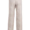 Mistress Rocks Cremefarbene Jeans mit verstaubtem Print und ausgefransten Säumen – Sale