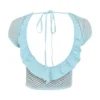 Mistress Rocks Seafoam Strick-Oberteil mit offenem Rücken und Rüschen – Sale