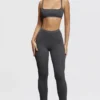 Mitzi Dunkelgraue Leggings aus geripptem Strick Mitzi Dunkelgraue Leggings aus geripptem Strick