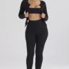 Mitzi Schwarze Leggings aus geripptem Strick Mitzi Schwarze Leggings aus geripptem Strick