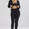 Mitzi Schwarze Leggings aus geripptem Strick Mitzi Schwarze Leggings aus geripptem Strick