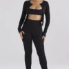 Mitzi Schwarze Leggings aus geripptem Strick Mitzi Schwarze Leggings aus geripptem Strick