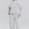Muse Hellgrau melierter Baumwoll-Hoodie mit Fleece-Rückseite Muse Hellgrau melierter Baumwoll-Hoodie mit Fleece-Rückseite