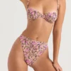 Mykonos Bikini-Unterteil mit hoher Taille in Olivgrün mit Blumenmuster Mykonos Bikini-Unterteil mit hoher Taille in Olivgrün mit Blumenmuster
