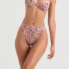 Mykonos Bikini-Unterteil mit hoher Taille in Olivgrün mit Blumenmuster Mykonos Bikini-Unterteil mit hoher Taille in Olivgrün mit Blumenmuster