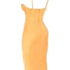 Myrna Midi-Korsetts-Kleid aus Satin in Mandarine Myrna Midi-Korsetts-Kleid aus Satin in Mandarine