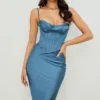 Myrna Midi-Korsetts-Kleid in Ägäisblau Myrna Midi-Korsetts-Kleid in Ägäisblau