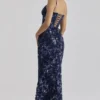 Naima Navy – Handbesticktes, verziertes Korsetts-Maxikleid