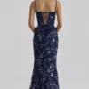 Naima Navy – Handbesticktes, verziertes Korsetts-Maxikleid