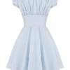 Nala Mini-Kleid aus weicher blauer Baumwolle mit Raffungen